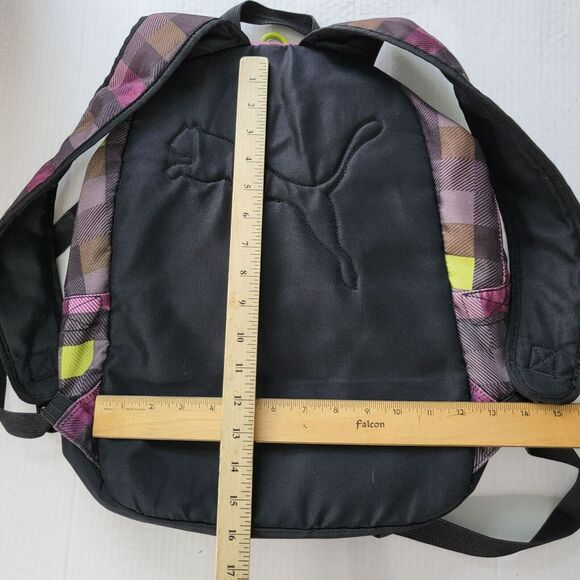 Puma Procat 16" Purple Neon Black School Travel Check Plaid Book Bag Backpack - Picture 9 of 12